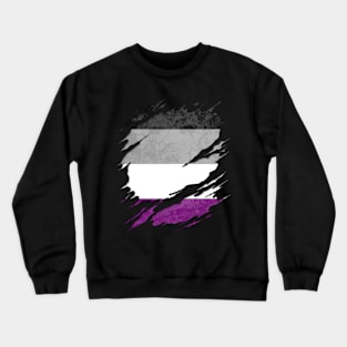 Asexual Pride Flag Ripped Reveal Crewneck Sweatshirt